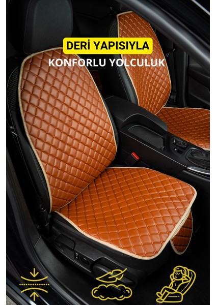 Ergonomik,ortopedik,suni Deri Kapitoneli Lüks Ototurco Oto Koltuk Kılıfı-Minderi (7li Tam Set)