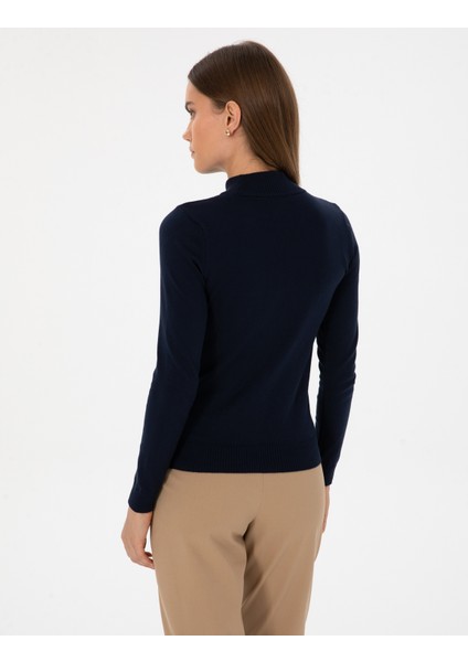 Kadın Lacivert Slim Fit Basic Kazak 50315768-VR033 indirimleri