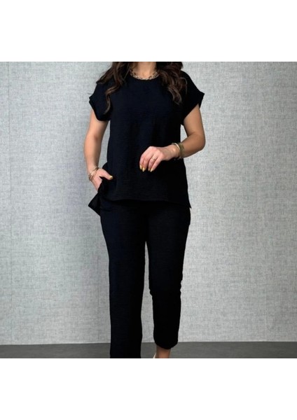 Kadın Kısa Kollu Yuvarlak Yaka Aerobin Bluz ve Pantolon Ikili Takım fiyatları