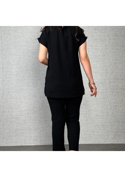 Kadın Kısa Kollu Yuvarlak Yaka Aerobin Bluz ve Pantolon Ikili Takım modelleri