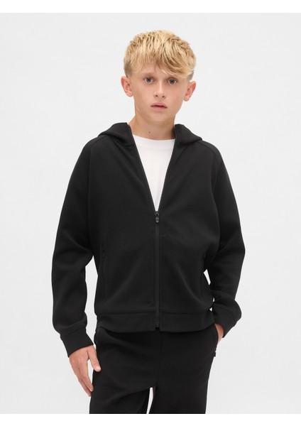 Erkek Çocuk Siyah Gapfit Tech Hızlı Kuruyan Fermuarlı Sweatshirt