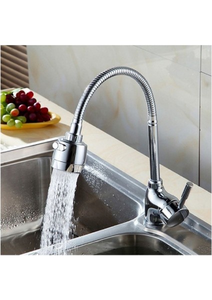 - Hareketli Lavabo Başlık - Batarya Başlığı - Mutfak Musluk Hortum - Krom Kubar