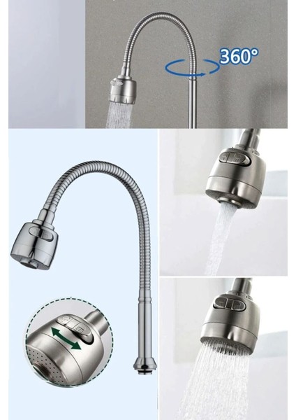 - Hareketli Lavabo Başlık - Batarya Başlığı - Mutfak Musluk Hortum - Krom Kubar indirimleri
