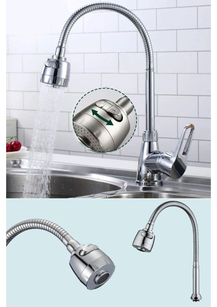 Oynar Baslıklı Spiralli Mutfak Lavabo Başlığı Tazyikli Su Tasarruflu Krom Kubar fırsatları