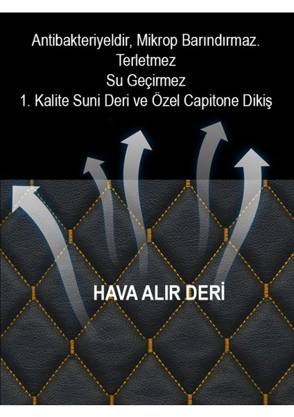 Renault Fluence Uyumlu Üç Parça Koltuk Için Siyah Deri Sarı Dikiş Koltuk Minderi fiyatları