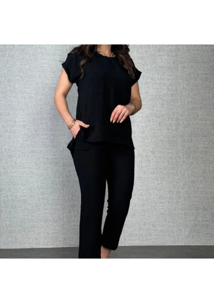 Kadın Kısa Kollu Yuvarlak Yaka Aerobin Bluz ve Pantolon Ikili Takım fırsatları