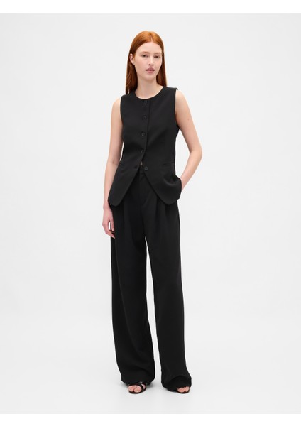 Kadın Siyah 365 High Rise Pileli Pantolon