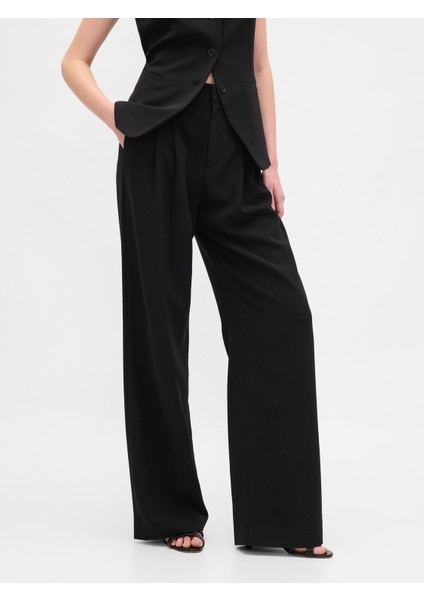 Kadın Siyah 365 High Rise Pileli Pantolon