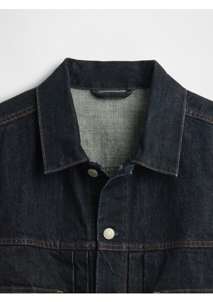 Erkek Koyu Mavi Heavyweight Denim Ceket modelleri