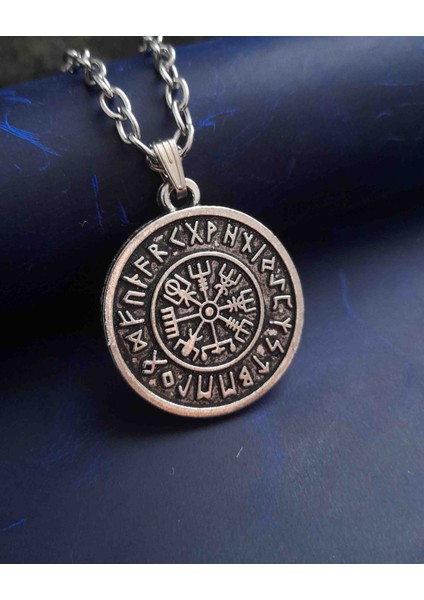 Erkek Kolye Vegvisir Pusula Tasarım Kolye