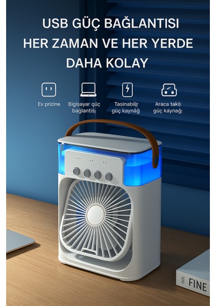 Mini Klima & Hava Nemlendirici 600ML Taşınabilir USB Fan LED Işıklı modelleri