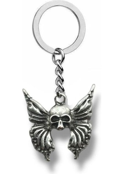 Gotik Kelebek ve Kurukafa Figürlü Unisex Anahtarlık | Alternatif Tarz Aksesuar
