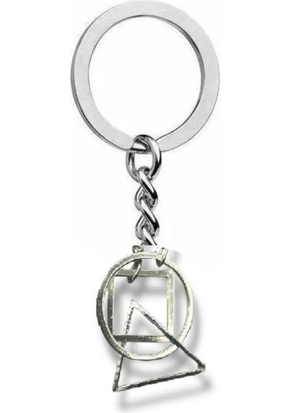 Eometrik Şekil Kombinasyonlu Anahtarlık – Zamak Metal Unisex Minimal Aksesuar