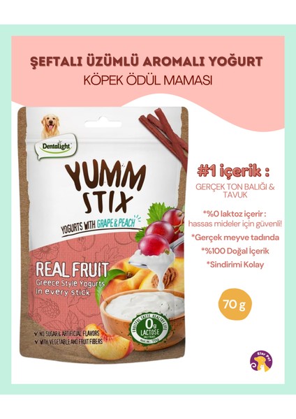 Yumm Stix Üzüm & Şeftalili Yoğurtlu Yumuşak Köpek Ödülü (70G) fiyatları