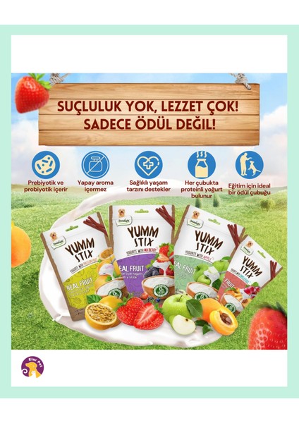 Yumm Stix Üzüm & Şeftalili Yoğurtlu Yumuşak Köpek Ödülü (70G)