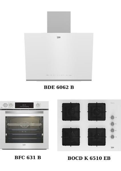 Beyaz Ankastre Set (Bde 6062 B + Bocd K 6510 Eb + Bfc 631 B)