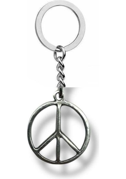 Peace (Barış) Sembolü Figürlü Anahtarlık – Zamak Metal Unisex Minimalist Aksesuar