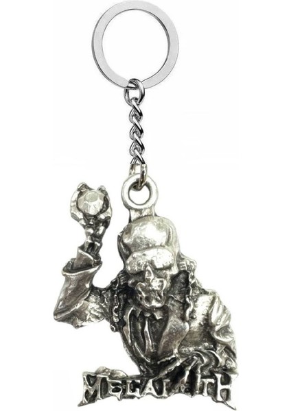 Megadeth Logolu Metal Anahtarlık – Gümüş Kaplama | Unisex Gotik Aksesuar