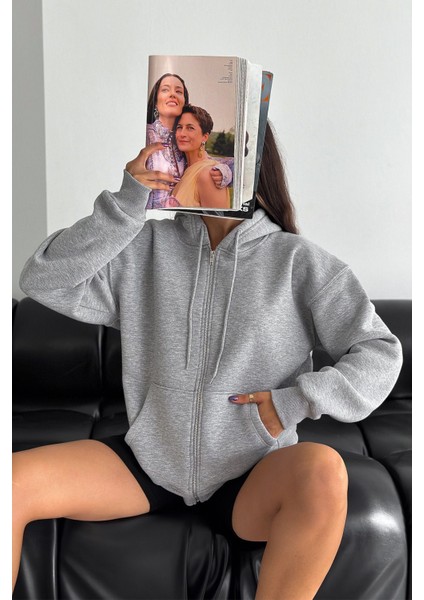 Unisex Fermuarlı Kapüşonlu Sweatshirt – Günlük Sokak Stili