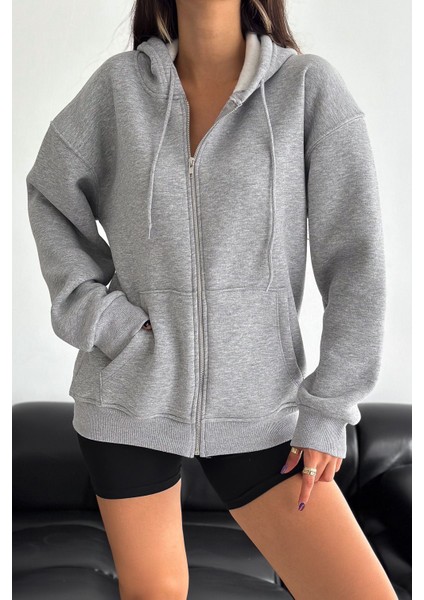 Unisex Fermuarlı Kapüşonlu Sweatshirt – Günlük Sokak Stili fiyatları
