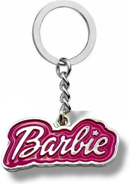 Silver Yazılı Pembe Barbie Logo Figürlü Anahtarlık – Şık ve Sevimli Aksesuar