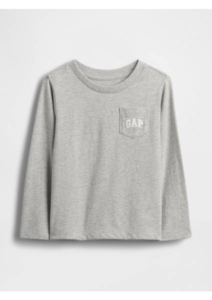 Erkek Bebek Gri Gap Logo Cep T-Shirt