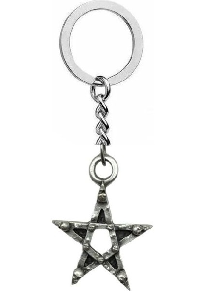Pentagram ve Kuru Kafa Figürlü Metal Anahtarlık – Unisex Gotik & Antik Aksesuar