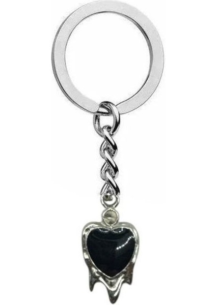 Scarlet Siyah Kalp Unisex Zamak Kaplama Anahtarlık – Gizemin ve Şıklığın Zarif Simgesi