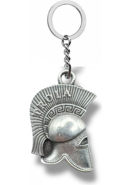 Troya Miğfer Figürlü Şövalye Unisex Anahtarlık – Metal Tasarım