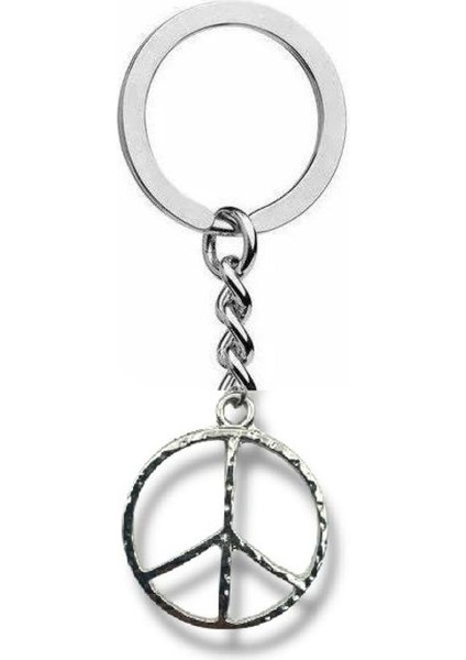 Minimal Barış Sembolü Figürlü Anahtarlık – Zamak Metal Unisex Modern Aksesuar