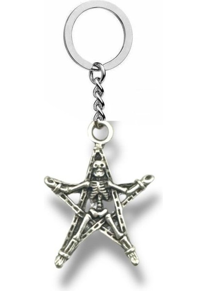 Konnichiwa Yıldızlı Iskelet Gothic Anahtarlık | Yıldız Detaylı Metal Unisex Aksesuar