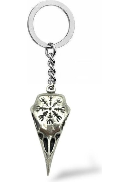 Vikings Odin ve Kuzgun Figürlü Unisex Metal Anahtarlık – Iskandinav Mitolojisi Temalı