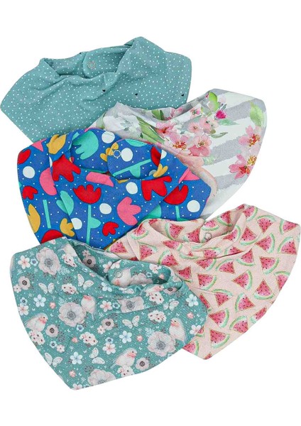 5'li 6-24 Ay %100 Organik Penye Bebek Fular Salya Mama Önlüğü