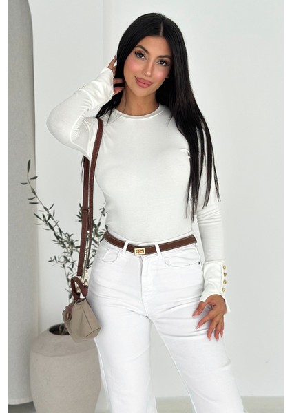 Kadın Bordo Uzun Kollu Bluz – Altın Düğme Detaylı Şık Tasarım fiyatları