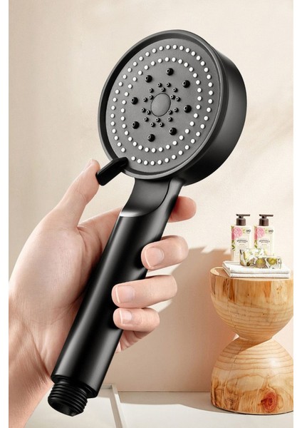 5 Fonksiyonlu Su Tasarruflu Duş Başlığı Turbo El Duşu Siyah Çok Fonksiyonlu Mat Duş Başlığı