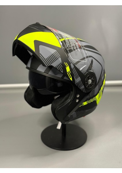 Jk 115 Güneş Vizörlü Çene Açılır Kask Z1 Yellow