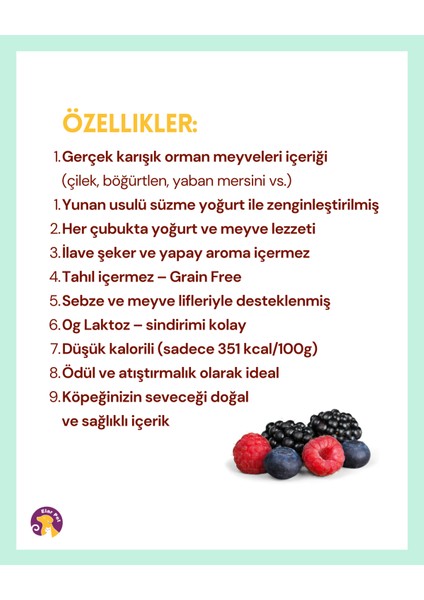 Yumm Stix Karışık Orman Meyveli ve Yoğurtlu Köpek Ödülü (70G) fırsatları