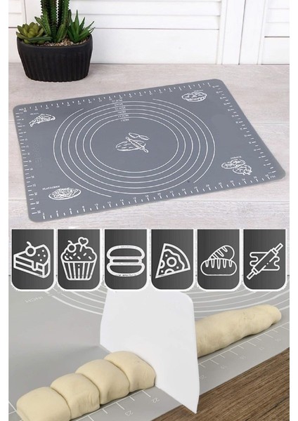 Hamur Açma Matı Silikon Yoğurma Matı Gri Hamur Matı Pasta Fırın Altlığı Çok Amaçlı Silikon Mat fiyatları