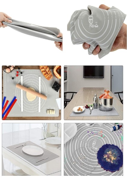 Hamur Açma Matı Silikon Yoğurma Matı Gri Hamur Matı Pasta Fırın Altlığı Çok Amaçlı Silikon Mat indirimleri