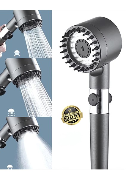 Masajlı Açma Kapama Tuşlu 3 Mod Kaliteli Banyo Yüksek Basınçlı Duş Başlığı