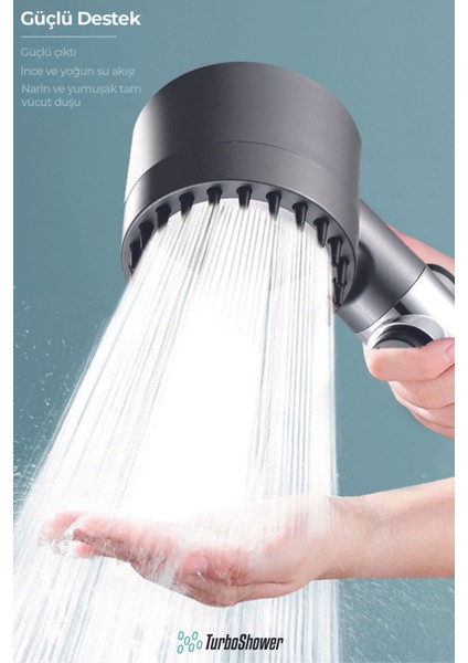 Masajlı Açma Kapama Tuşlu 3 Mod Kaliteli Banyo Yüksek Basınçlı Duş Başlığı indirimleri