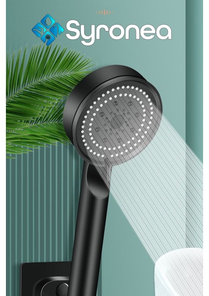 Siyah 5 Fonksiyonlu Banyo Duş Başlığı Başlık Yumuşak Akış