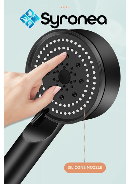 Siyah 5 Fonksiyonlu Banyo Duş Başlığı Başlık Yumuşak Akış fiyatları