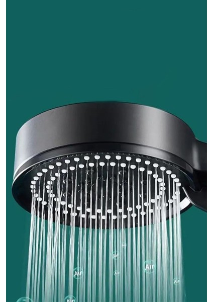 Duş Başlığı Siyah 5 Fonksiyonlu Ayarlanabilir Su Tasarruflu Banyo Duşu Musluk Batarya Duşakabin