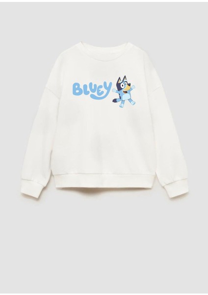 Unisex Çocuk Bluey Baskılı 3 Iplik Kumaş Pamuklu Sweatshirt