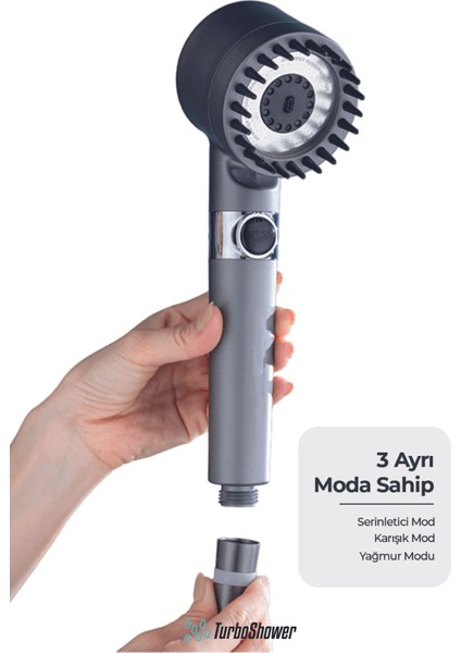 Çok Fonksiyonlu Masaj Etkili Ayarlanabilir Filtreli Arıtmalı Duş Başlığı - Krom