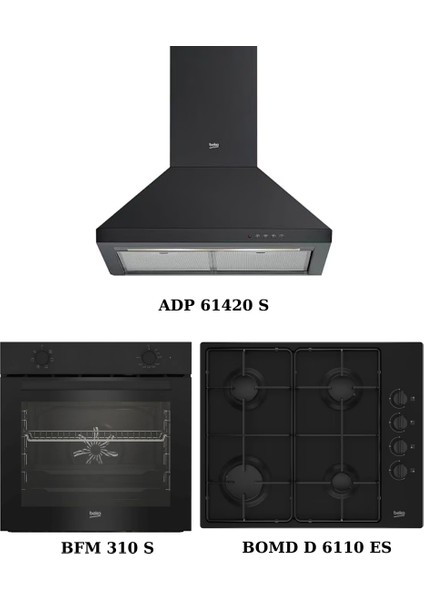 Siyah Ankastre Set (Adp 61420 S + Bomd D 6110 Es + Bfm 310 S)