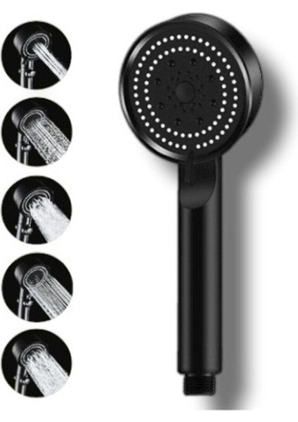Turbo Fan 5 Fonksiyonlu Su Tasarruflu Duş Başlığı Turbo El Duşu Siyah