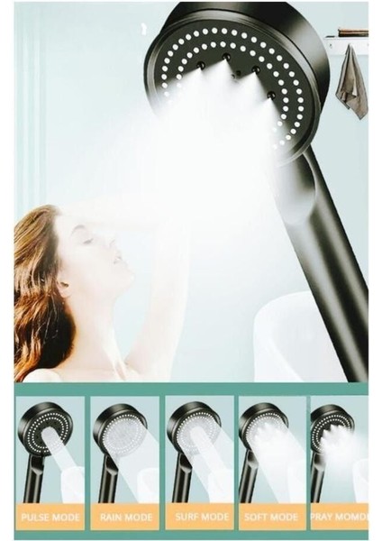 Turbo Fan 5 Fonksiyonlu Su Tasarruflu Duş Başlığı Turbo El Duşu Siyah fırsatları