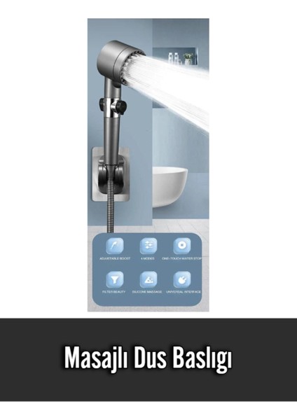 Masajlı Çok Fonksiyonlu Ayarlanabilir Filtreli Arıtmalı Krom Duş Başlığı El Duşu Lüks Kalite fiyatları